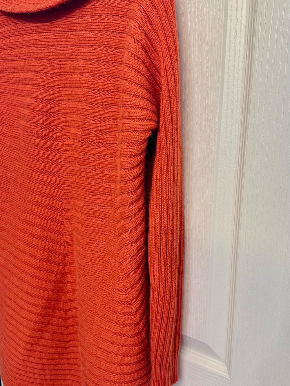 Open-Front Ribbed Cardigan Sweater in Bright Orange - Picture 7 of 10